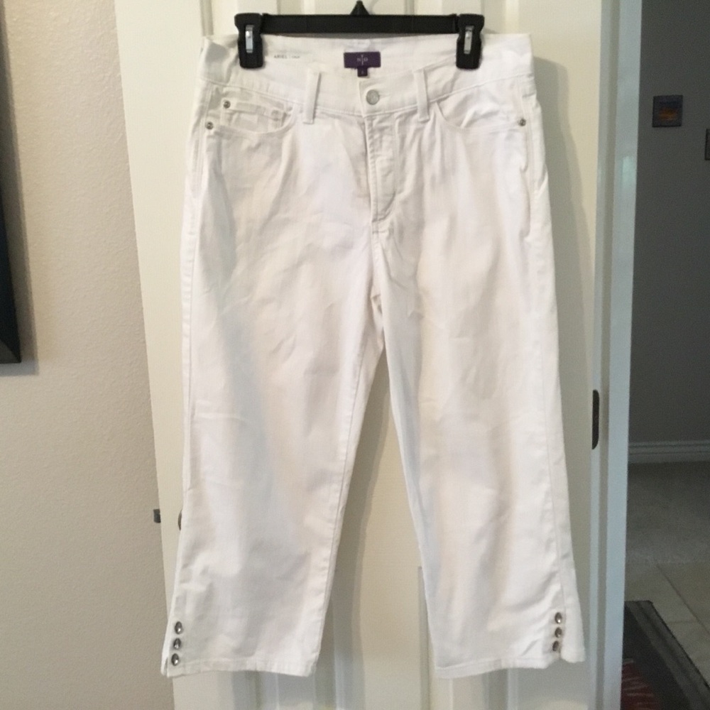 NYDJ Ariel Crop White Jeans with embellishments
